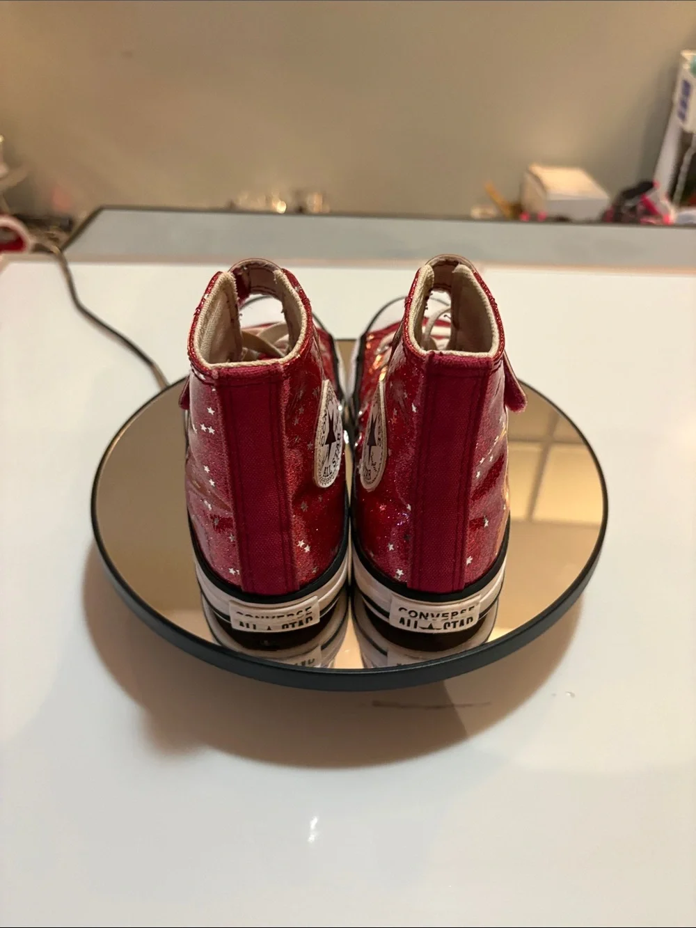 Converse Kids High-Top Glitter Sneakers - Red with White Accents